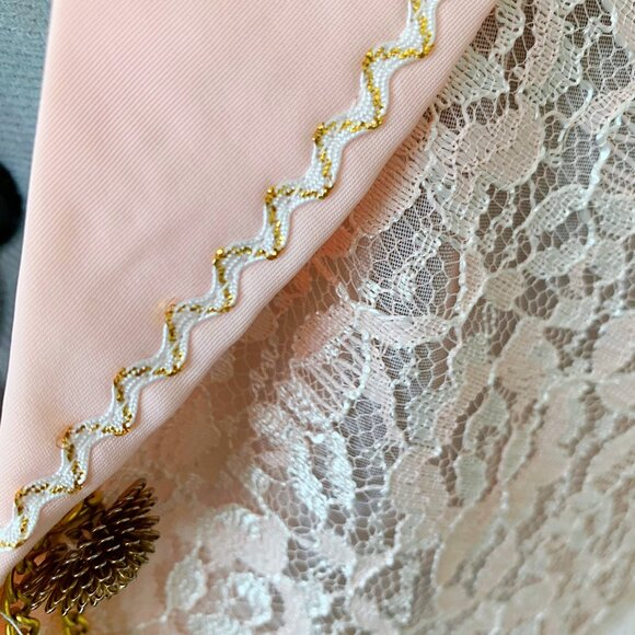 Vintage 90s Pink Lace Made in France Bolero Jacket Size Medium - Picture 8 of 10